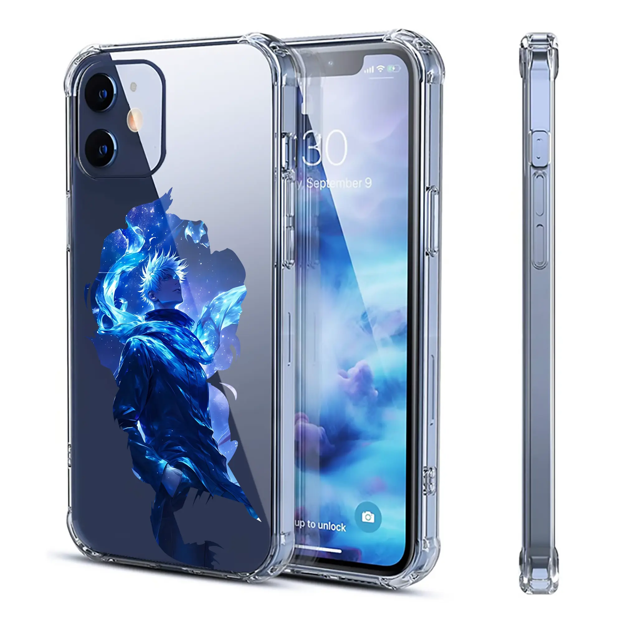 呪術廻戦 グッズ,五条 悟 - IPhone 12シリーズ対応 ・ 透明スマホケース ・ クリアソフトケース ・ TPU素材 ・ 耐衝撃 ・ 高密着 ・ 防汚 防指紋 ・ 簡単着脱